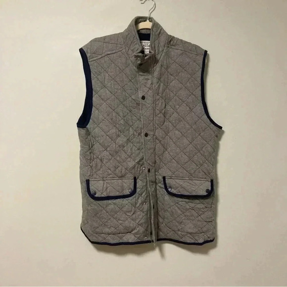 NWT Jos. A. Bank grey  cotton quilted navy vest - Picture 1 of 8